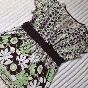 Vtg Gitano Y2K Baby Doll Tunic Vneck Blouse Womens 18/20W Abstract Floral Retro